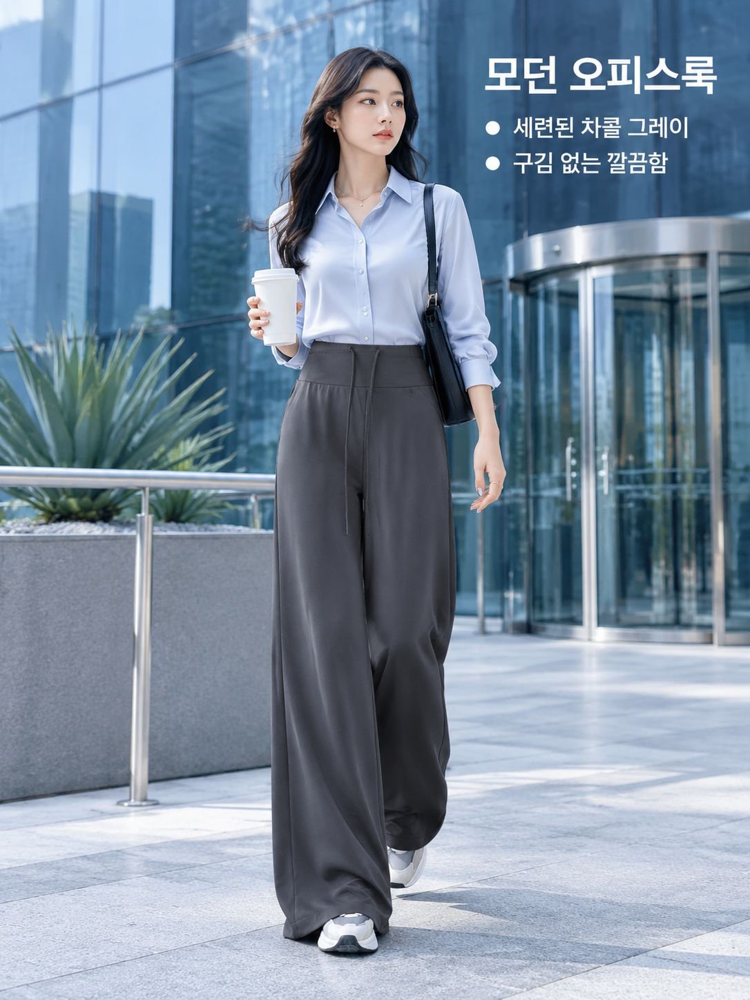 여성 아이스 실크 자외선 차단 와이드 팬츠
