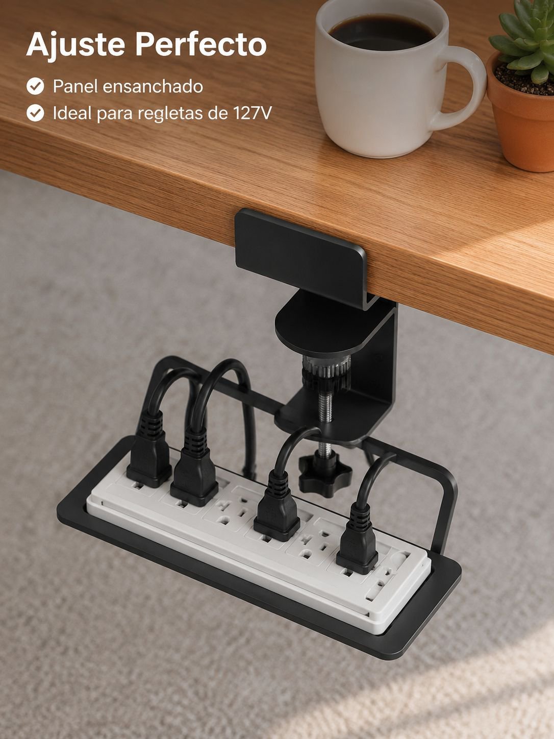 Estante de almacenamiento multifuncional bajo escritorio para gestión de cables