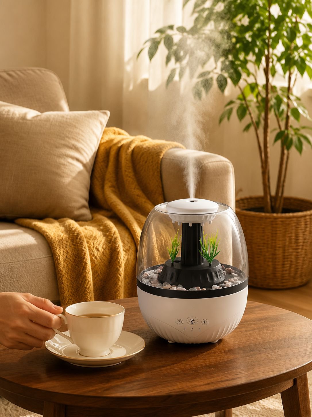 Timer-controlled fish tank humidifier with stylish design