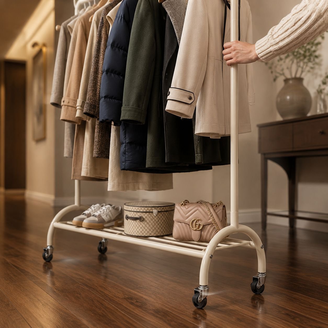 Luxury floor light storage and clothes drying rack