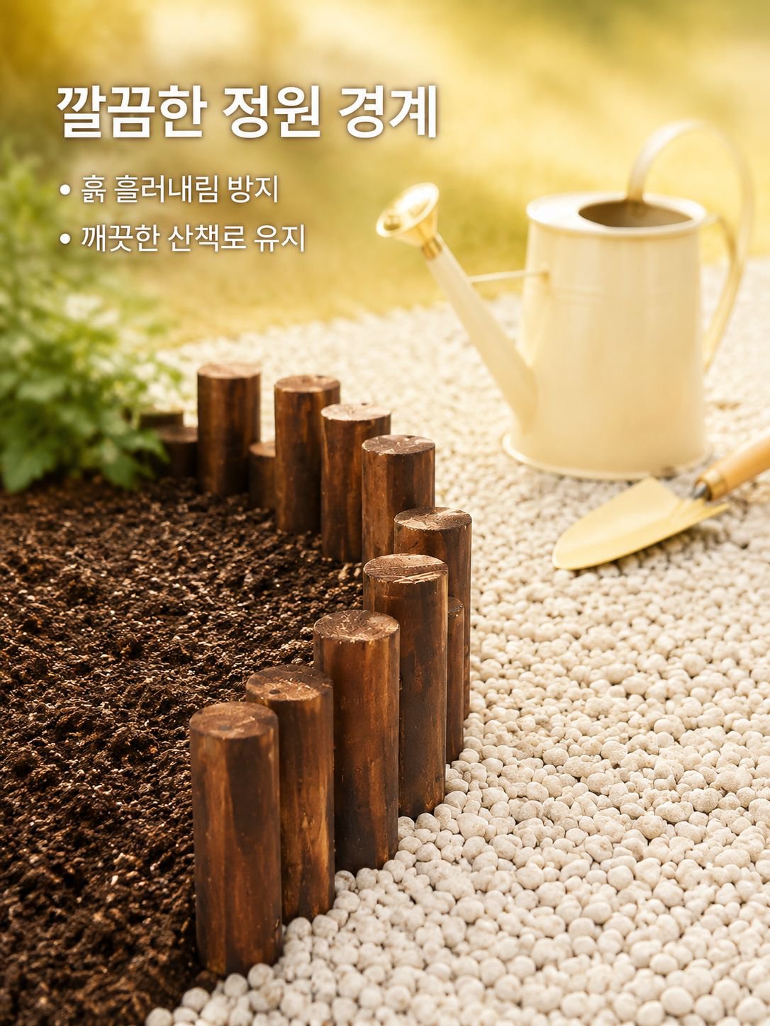 정원 꾸미기에 어울리는 목재 화단 울타리