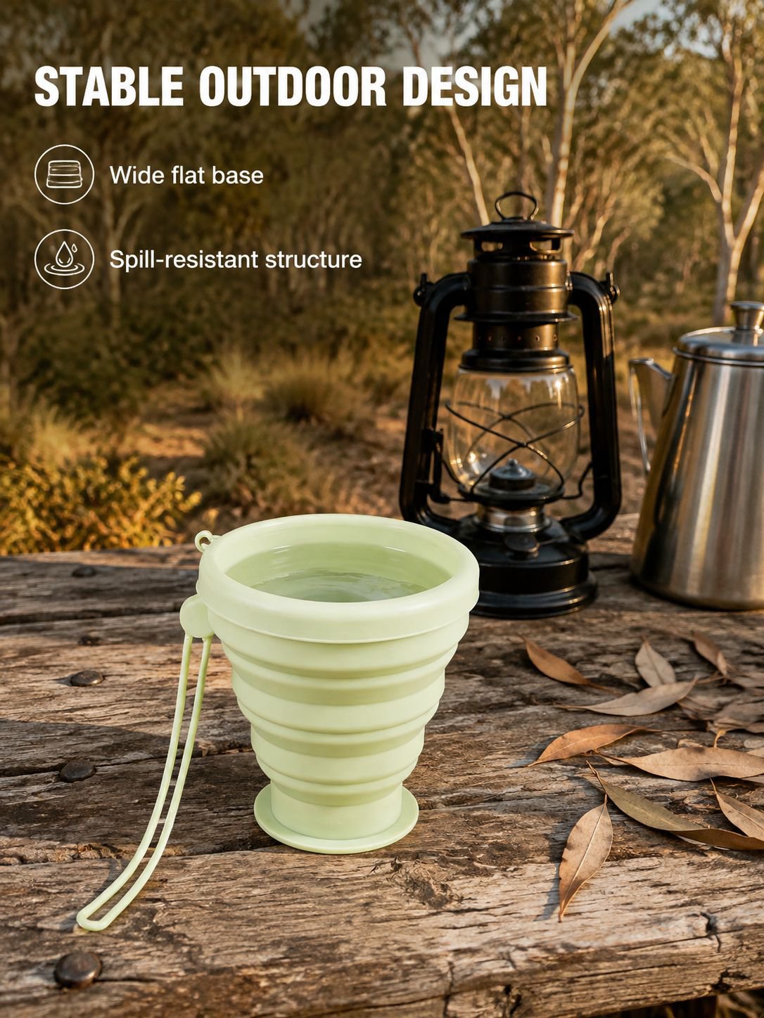Silicone foldable travel cup with compact collapsible design for outdoor adventures