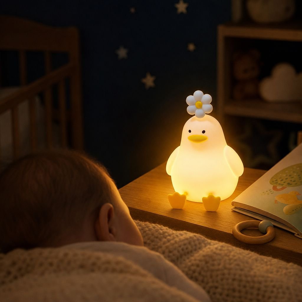 Baby Eye-caring Silicone Night Light, Rechargeable Bedroom Bedside Touch Ambience Lamp