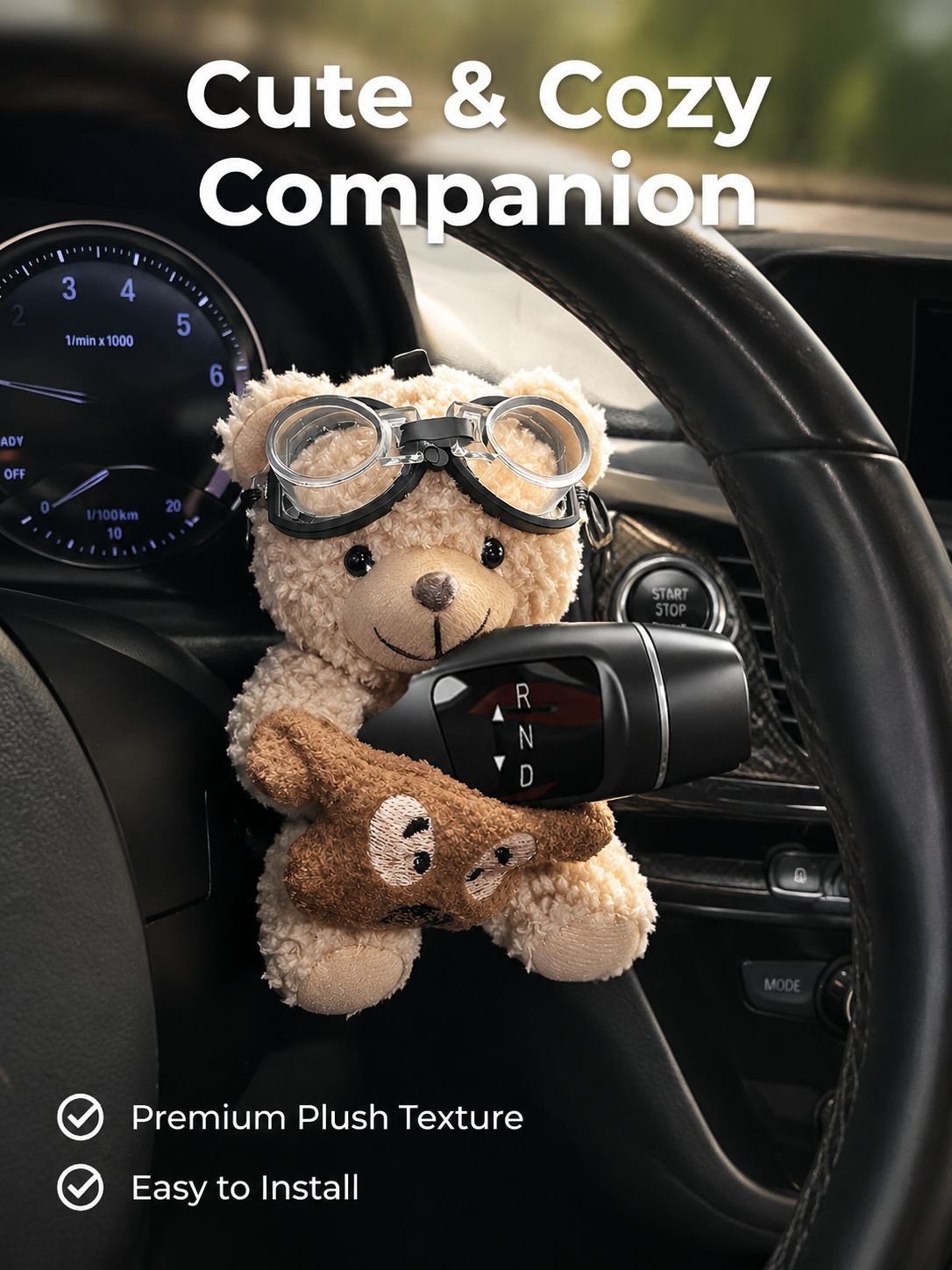 Cute bear-shaped gear shift lever steering wheel decoration