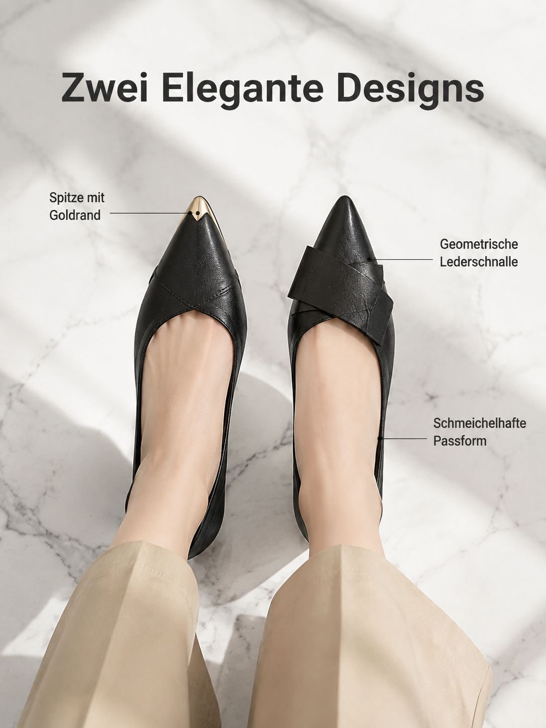 Damen-Slipper in Schwarz mit breitem Absatz von der Seite