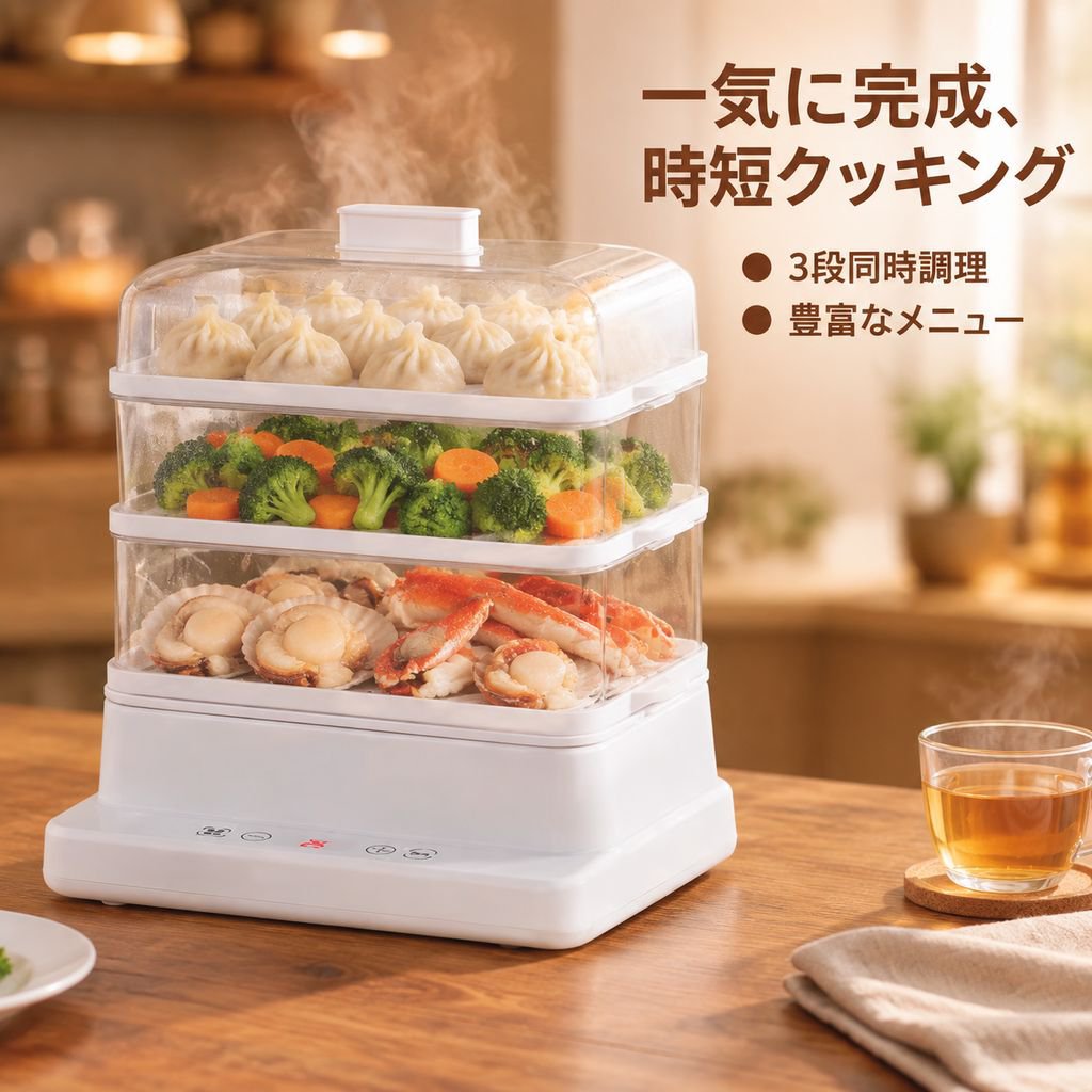 多機能三層家庭用電気蒸し器