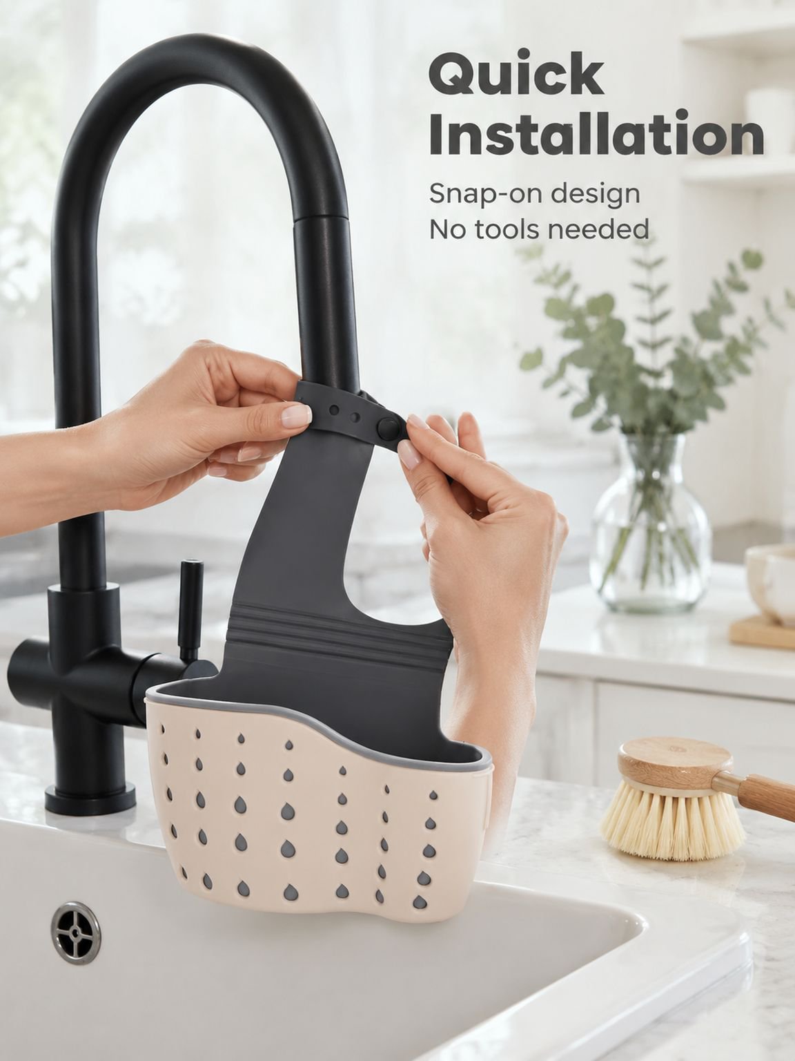 Kitchen Sink No-Drill Drain Storage Hanging Basket Multifunctional Organizer