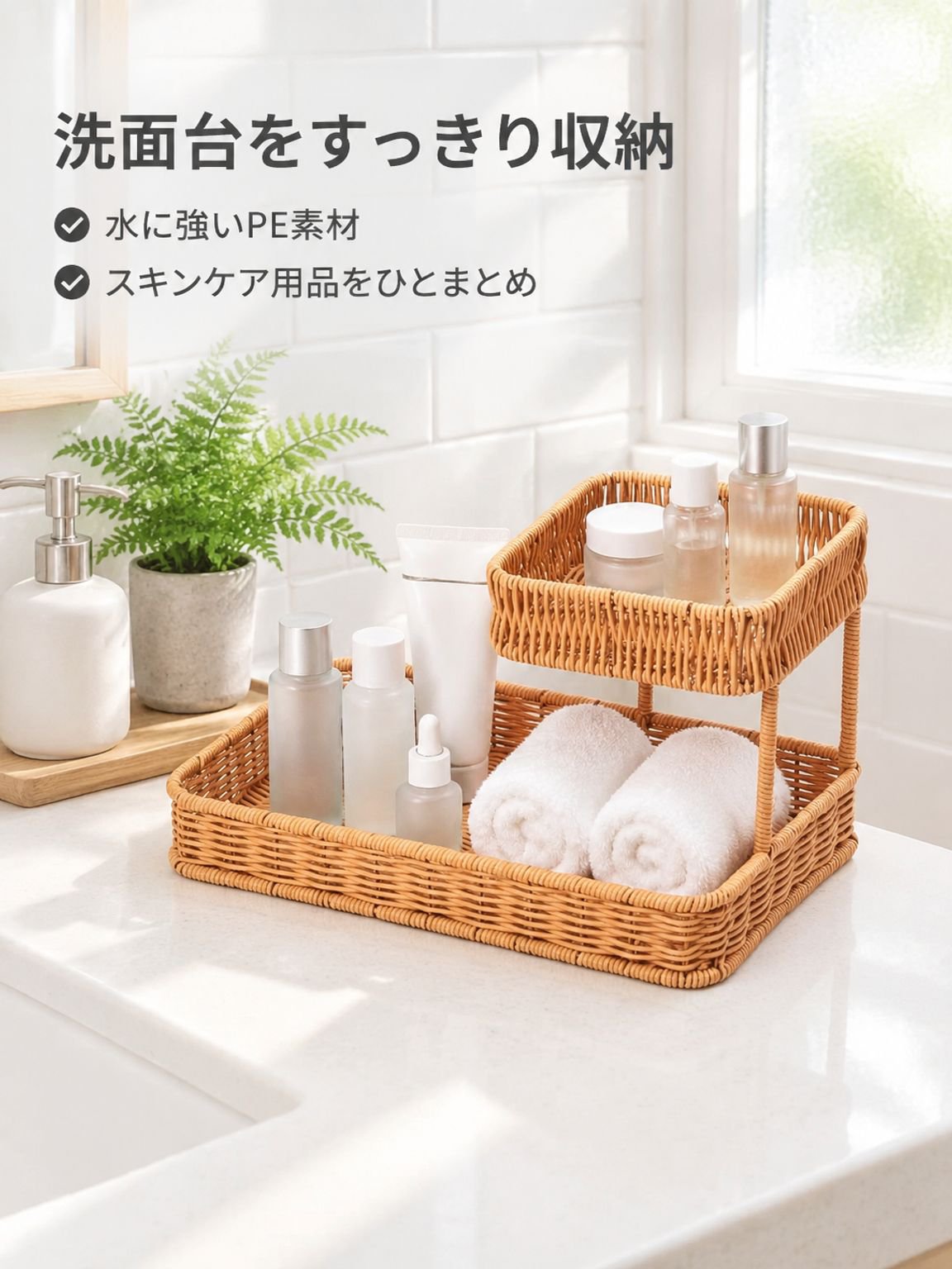キッチン・バスルーム多機能収納バスケット