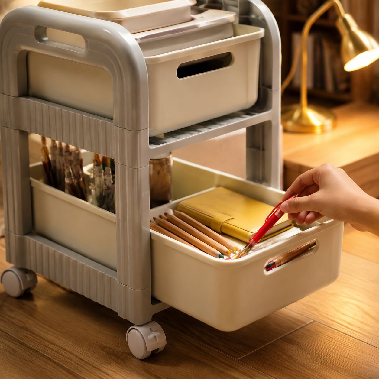Multi-layer drawer-type storage cabinet for school supplies