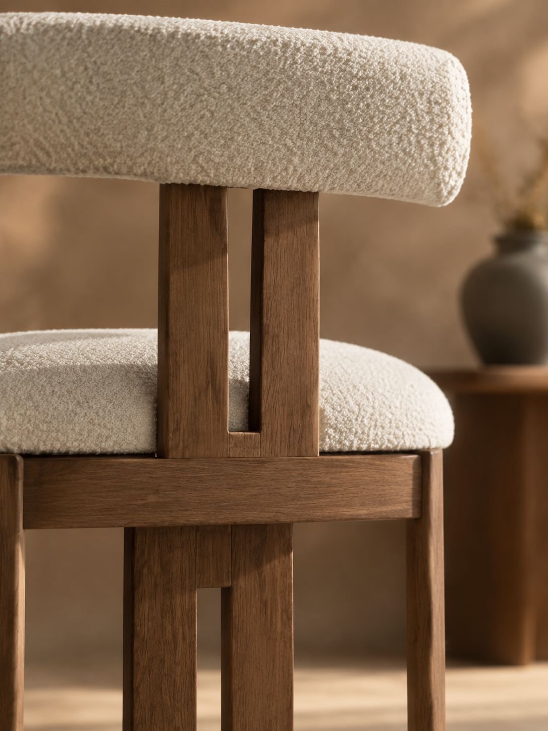 Chaise vintage en bois massif avec dossier