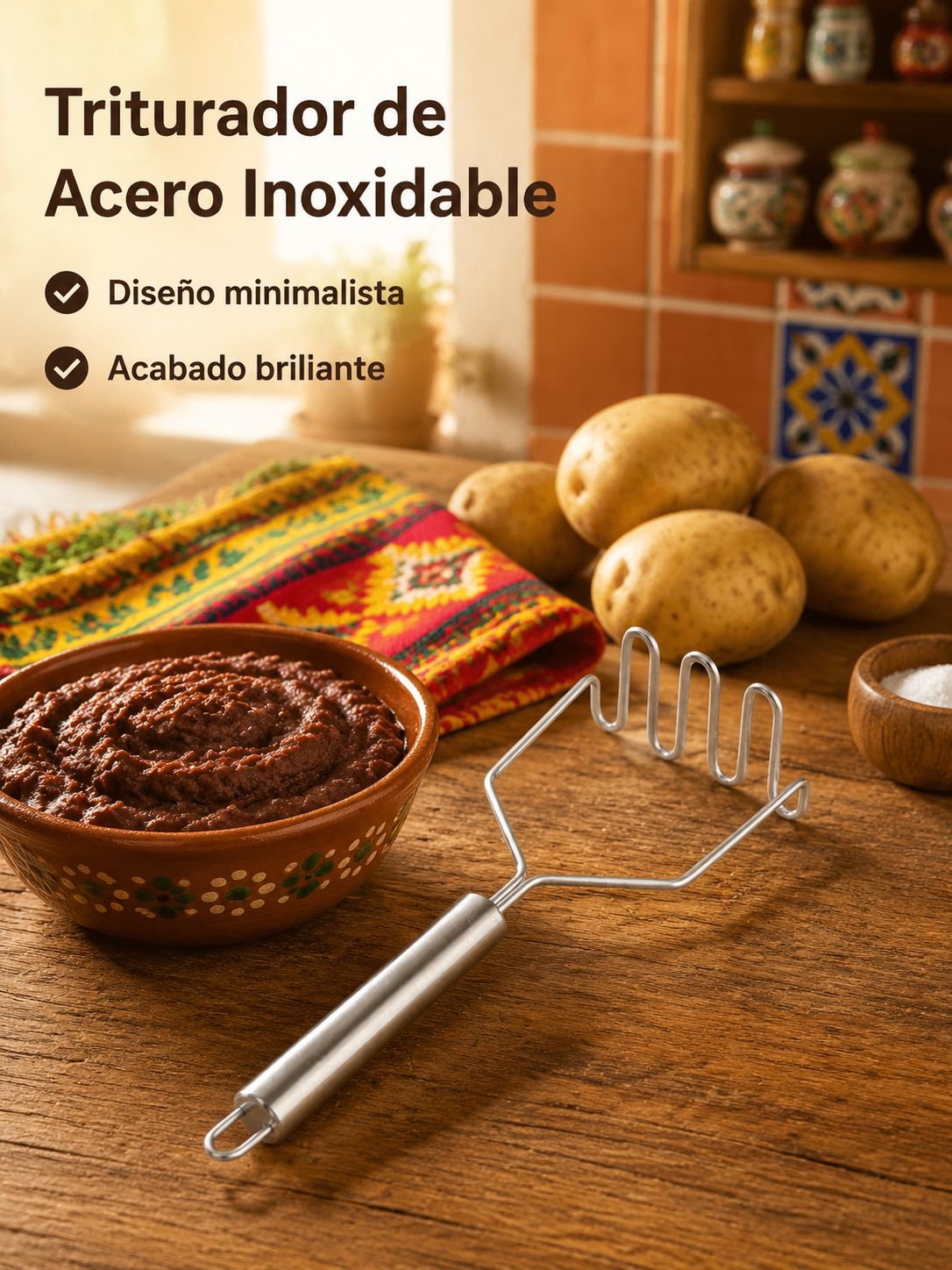Prensa de acero inoxidable para puré de patatas
