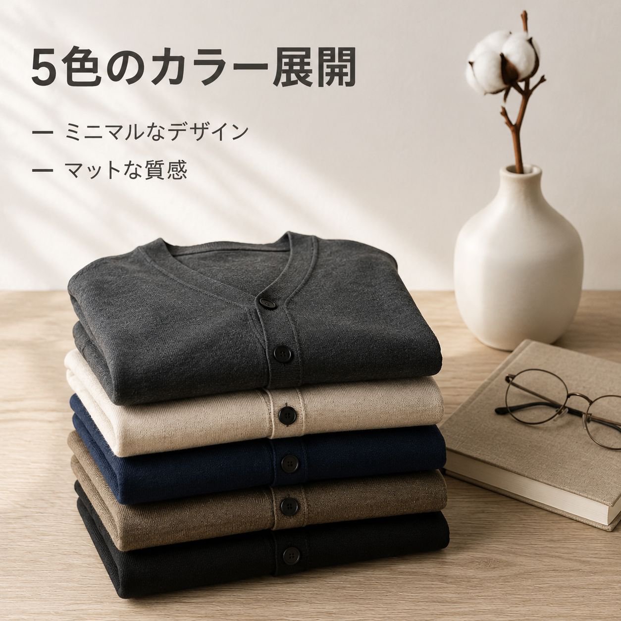 お手入れ簡単な薄手ニットカーディガン