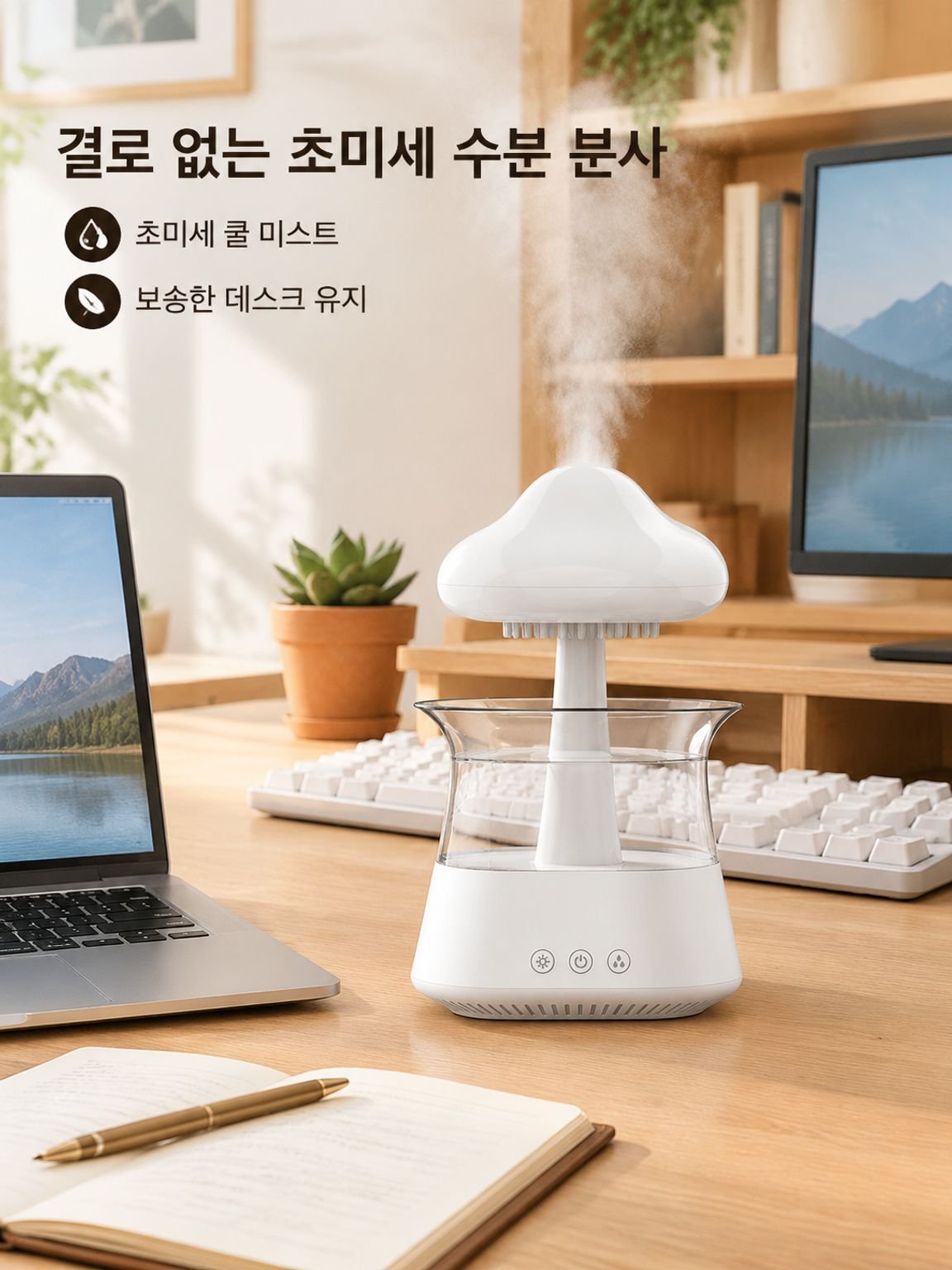 버섯 구름/빗방울/안개 가습기
