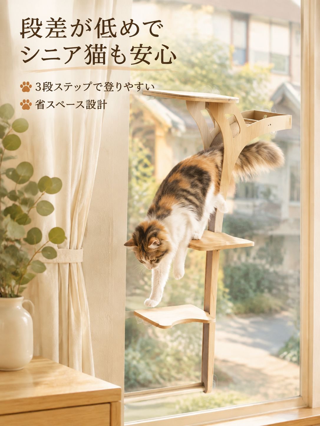 吸着式ガラスキャットタワー