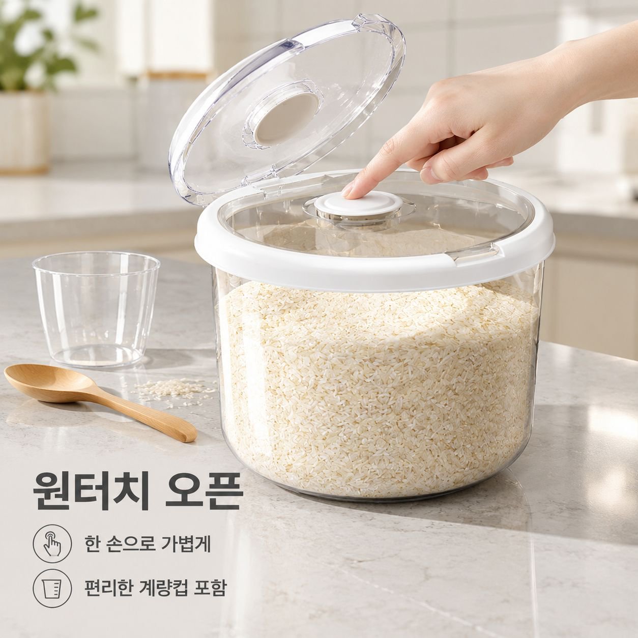 대용량 원형 투명 가정용 쌀통