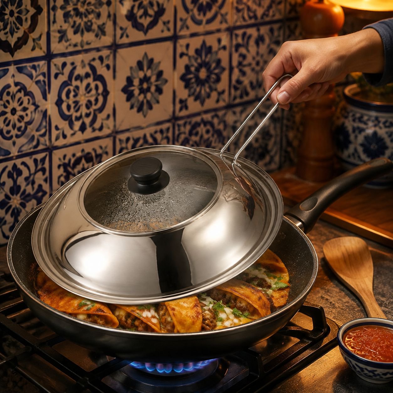 Tapa de olla visible, resistente al calor y al aceite, para el hogar, de acero inoxidable