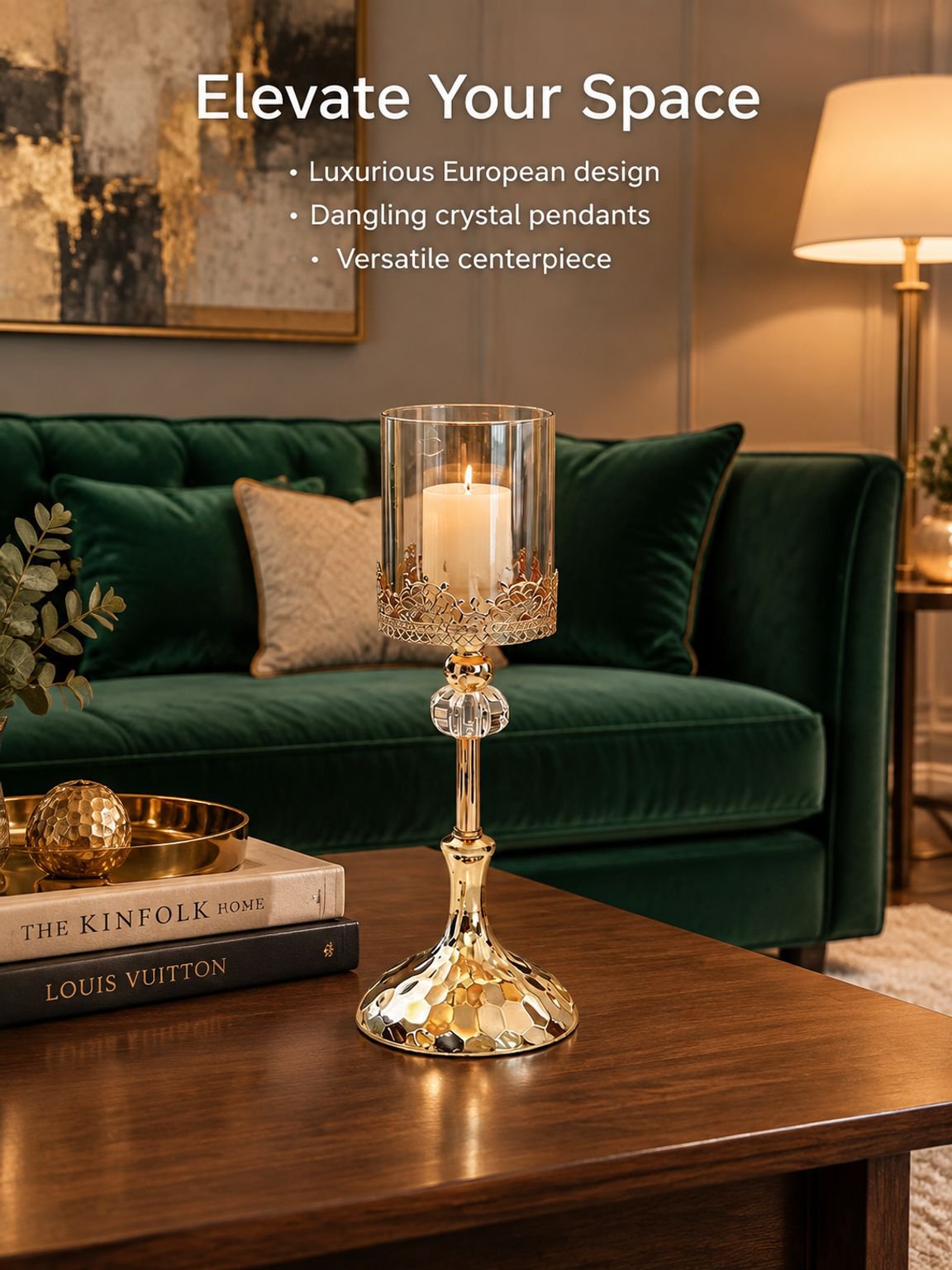 European luxury candle centerpiece for weddings and parties
