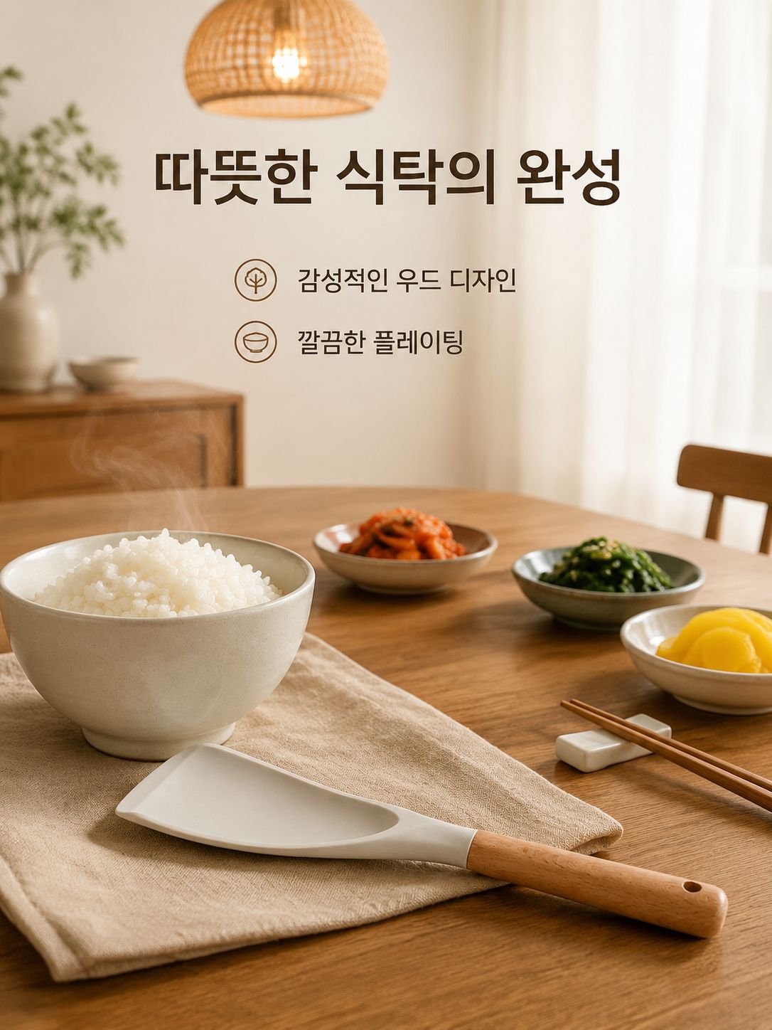 우든 손잡이 실리콘 밥주걱