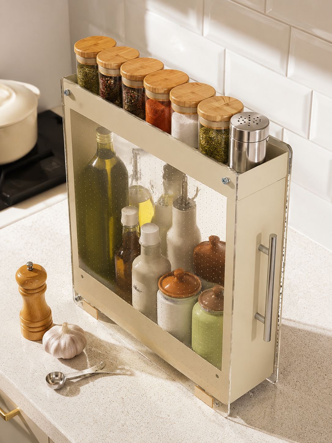 Étagère à épices amovible pour la cuisine, étagère de rangement murale pour