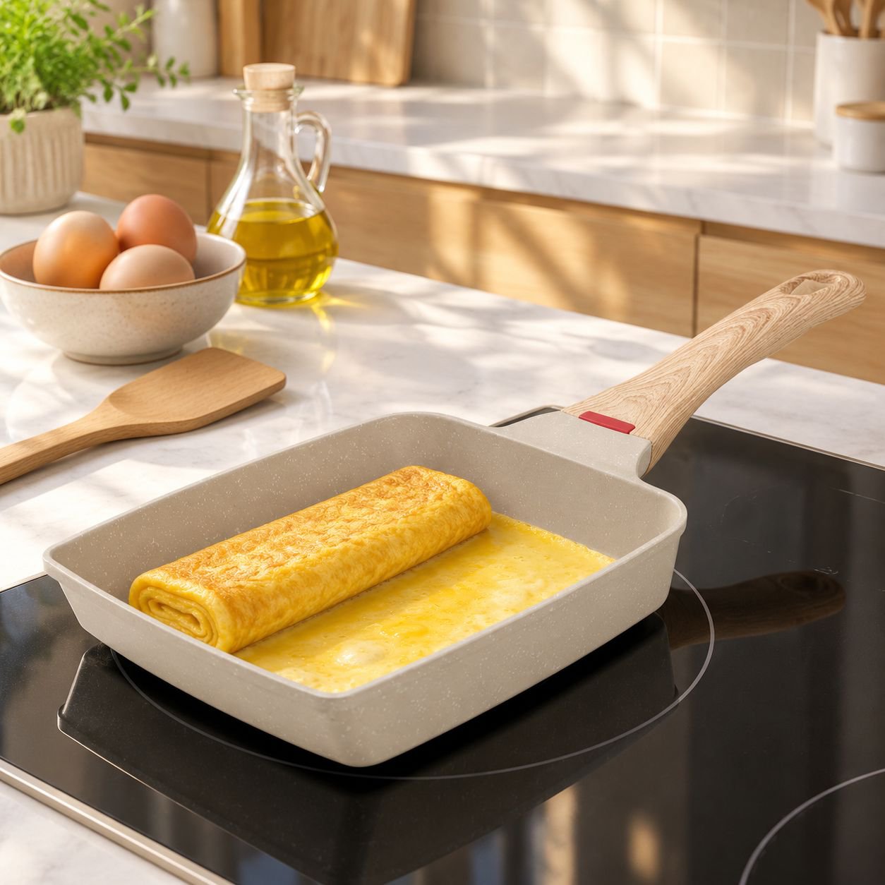 Quadratische Pfanne für Tamagoyaki (japanische Austernrolle)