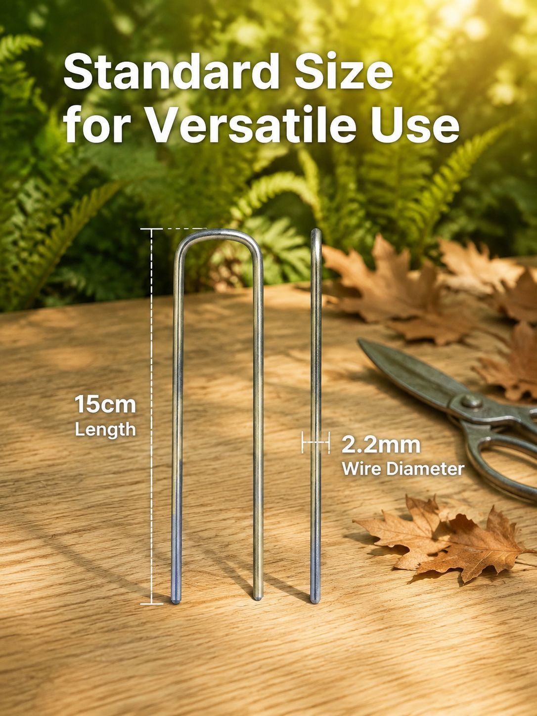 U-shaped ground pegs securing weed control sheet in garden