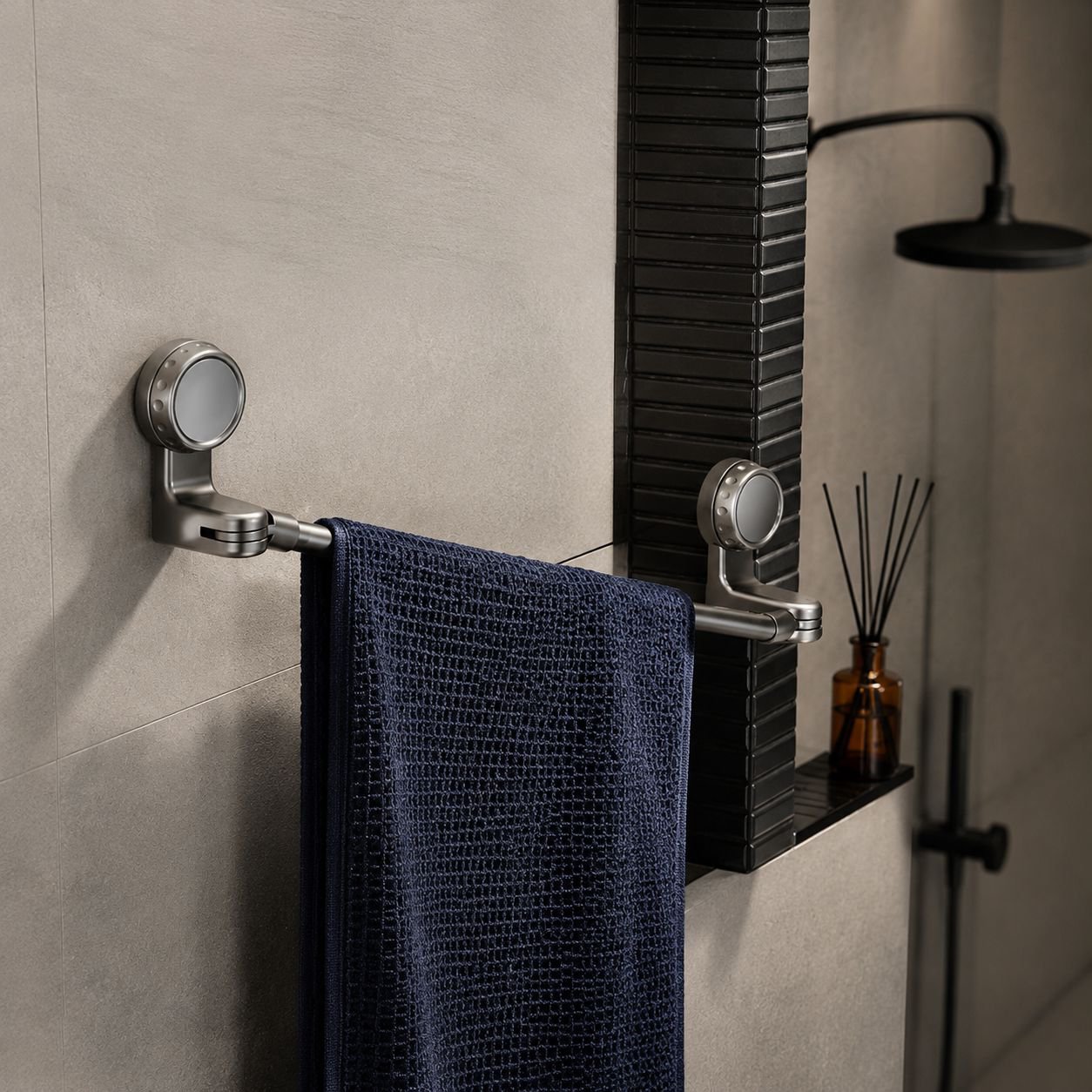 Rotating towel bar with multiple arms for hanging towels