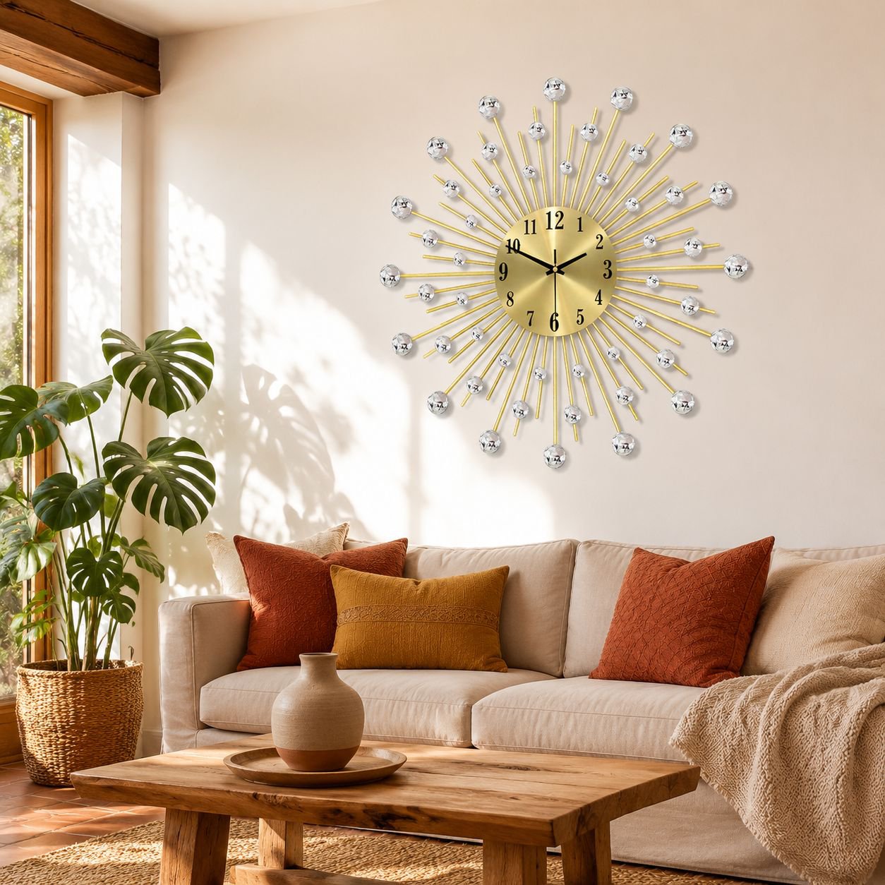 Reloj de pared creativo con cielo estrellado, decoración artística para sala de estar