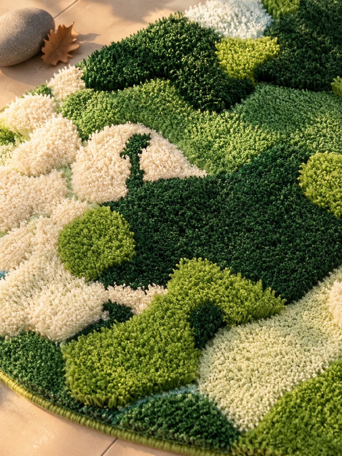 Detalle de textura absorbente en alfombrilla de baño