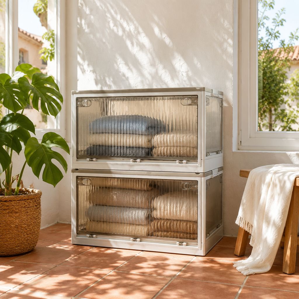 Armario plegable de plástico grueso, caja de almacenamiento para ropa, colcha, caja de almacenamient