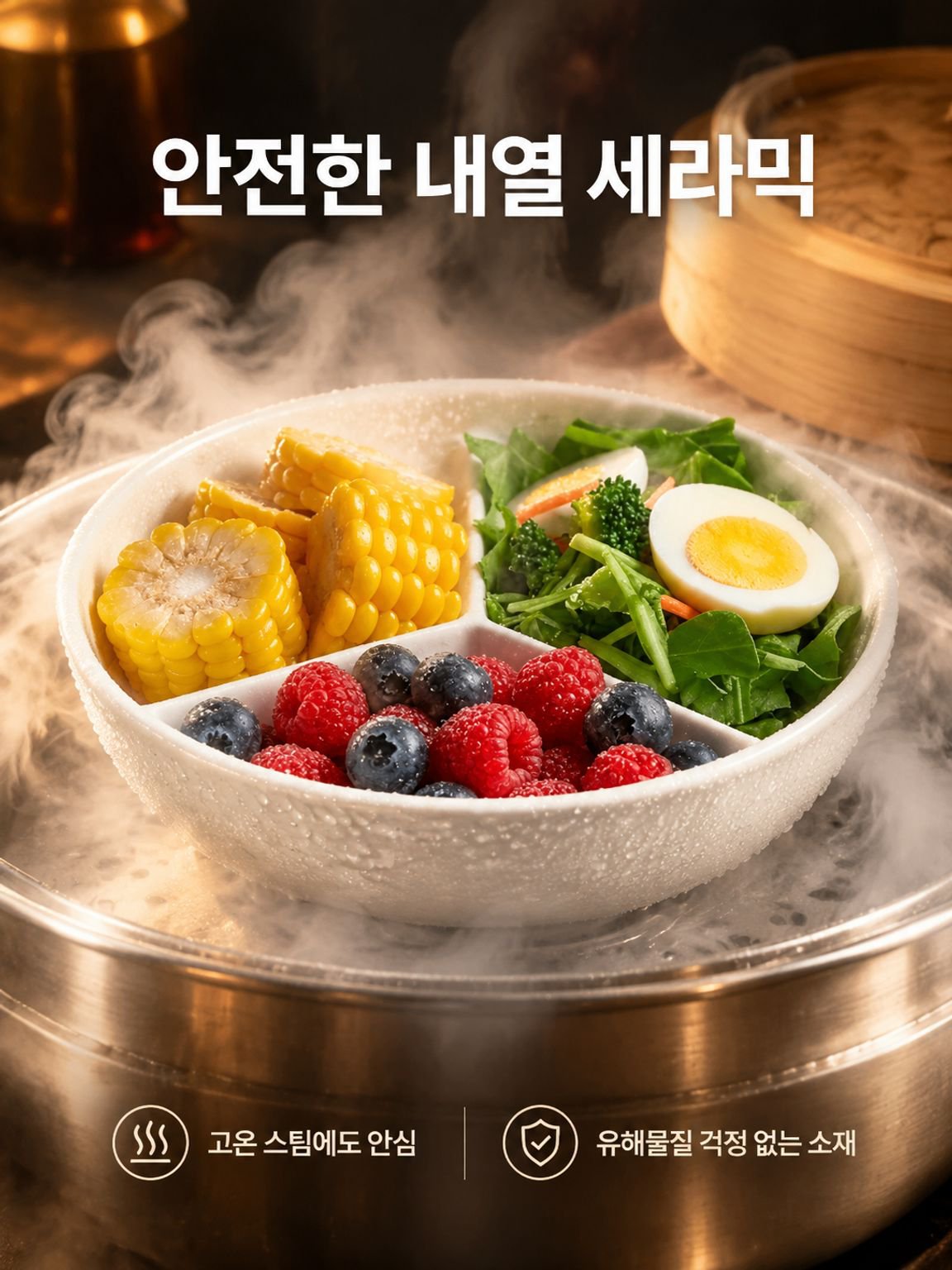 도자기 도자기 3분 칸 찜판 한솥 찜