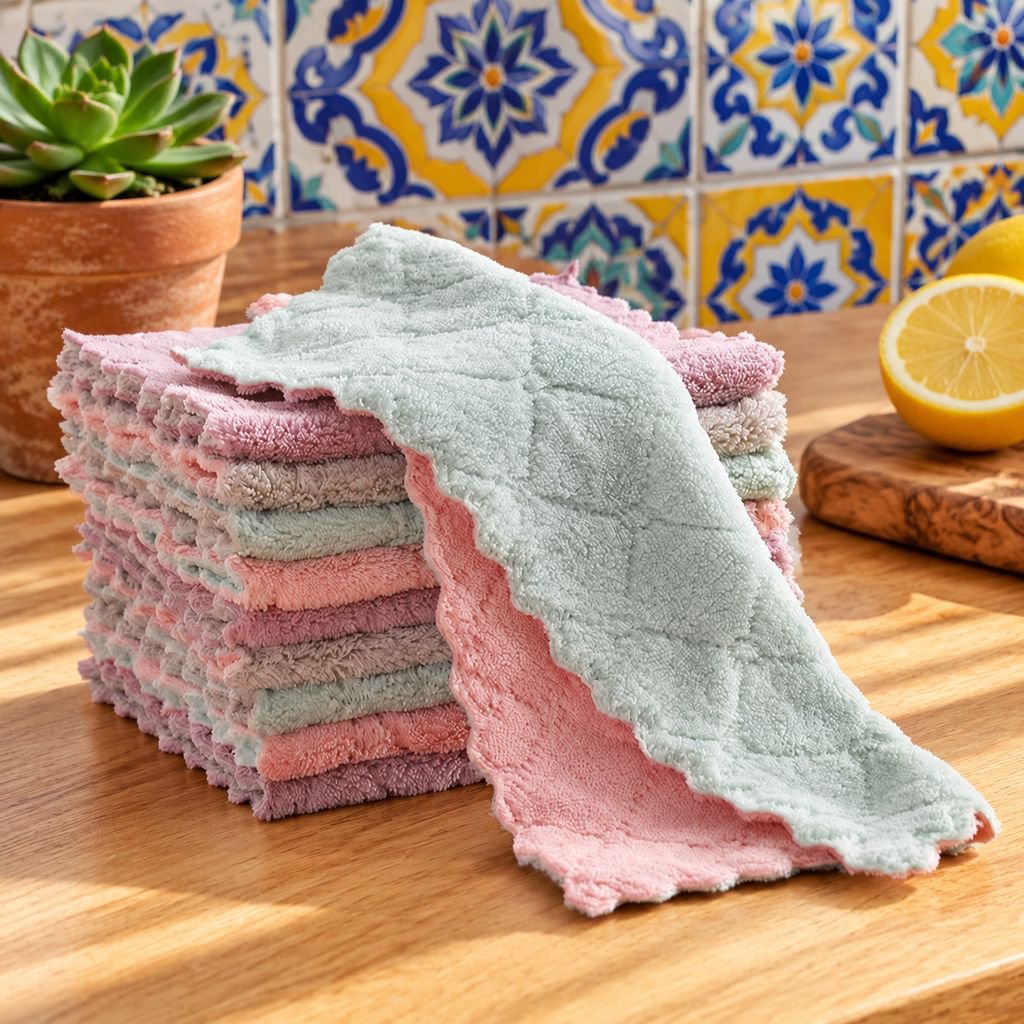 Paño de cocina de forro polar de coral