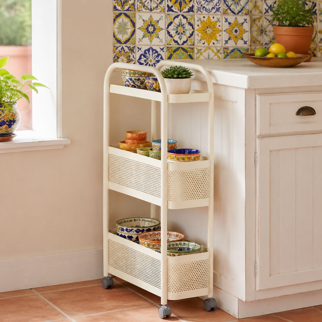 Organizador de cocina con utensilios colocados