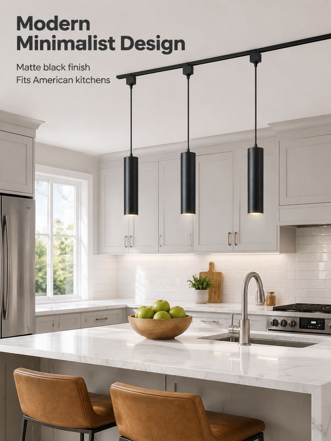 Modern Nordic style chandelier in restaurant kitchen