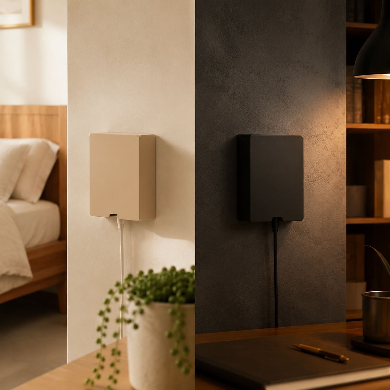Punch-Free Socket Organizer Shelf mounted on wall with power strip
