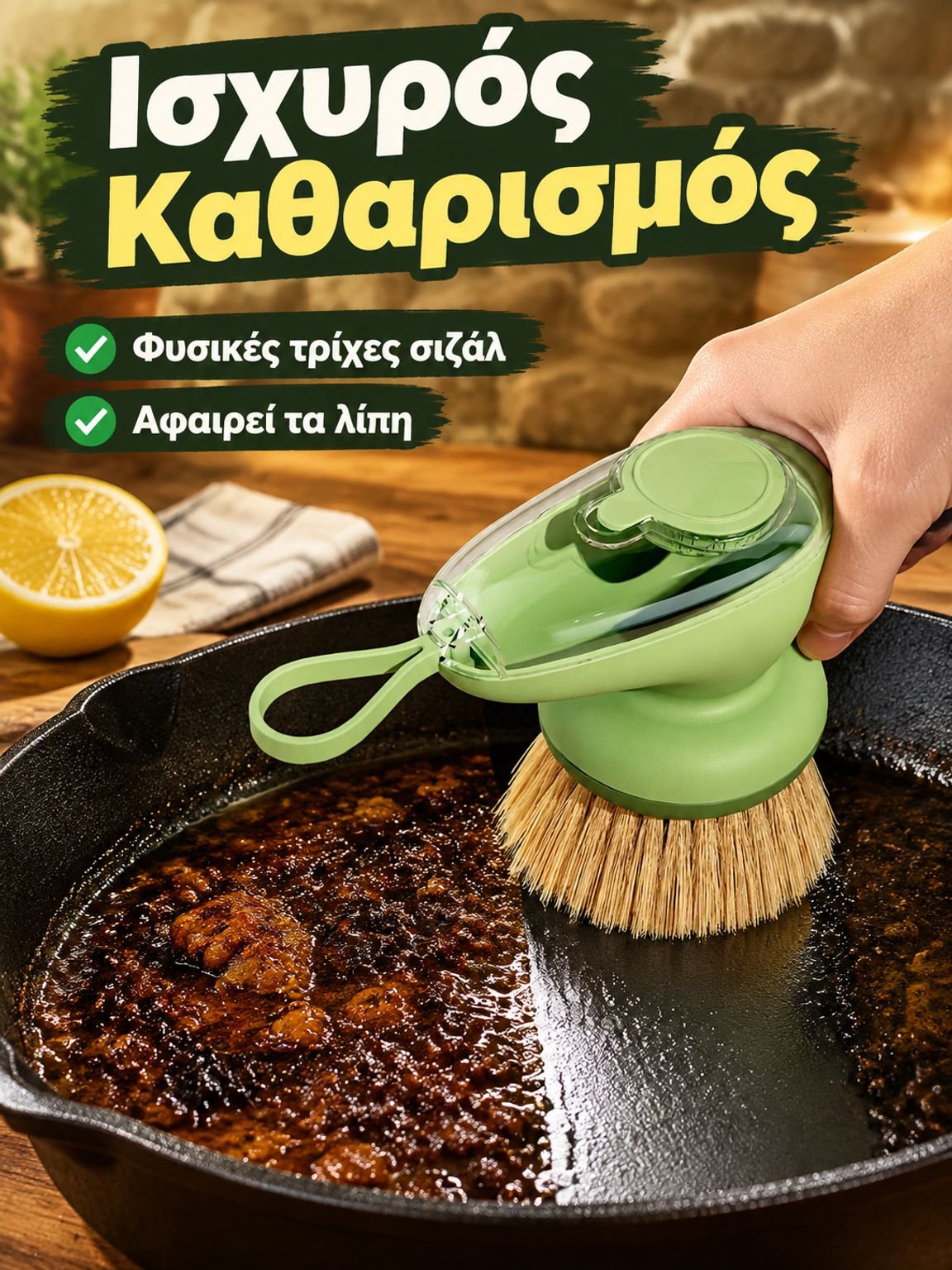 Μαγικό πινέλο κατσαρολών με υγρό με ένα άγγιγμα