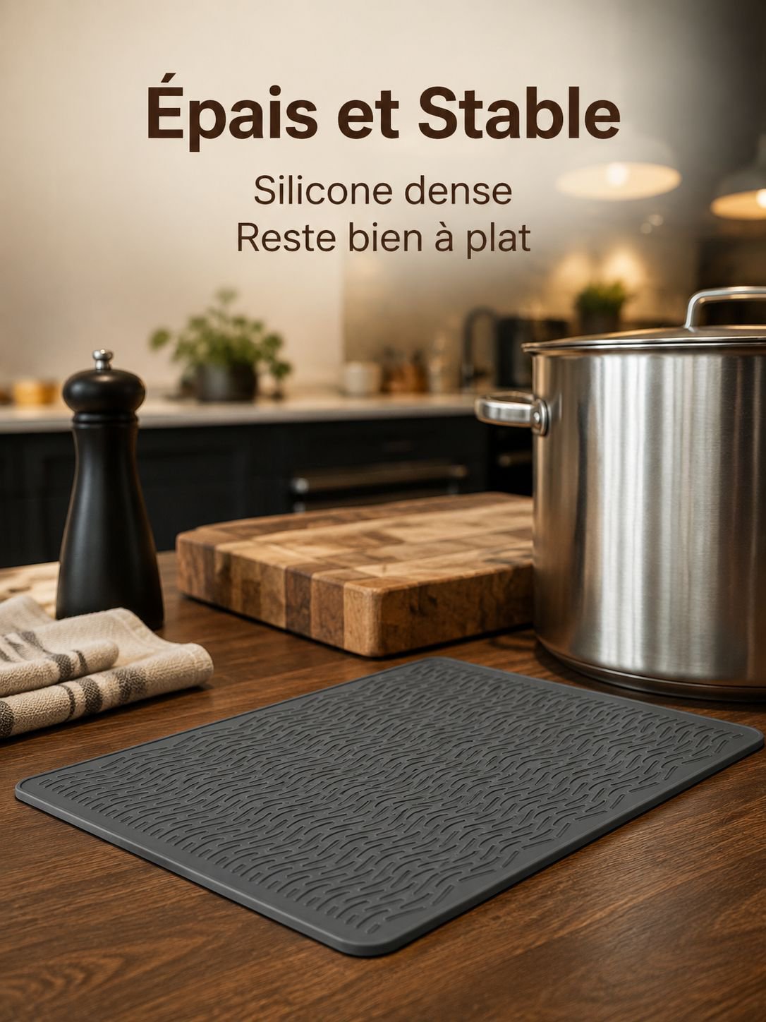 Tapis de cuisine anti-brûlure et égouttoir
