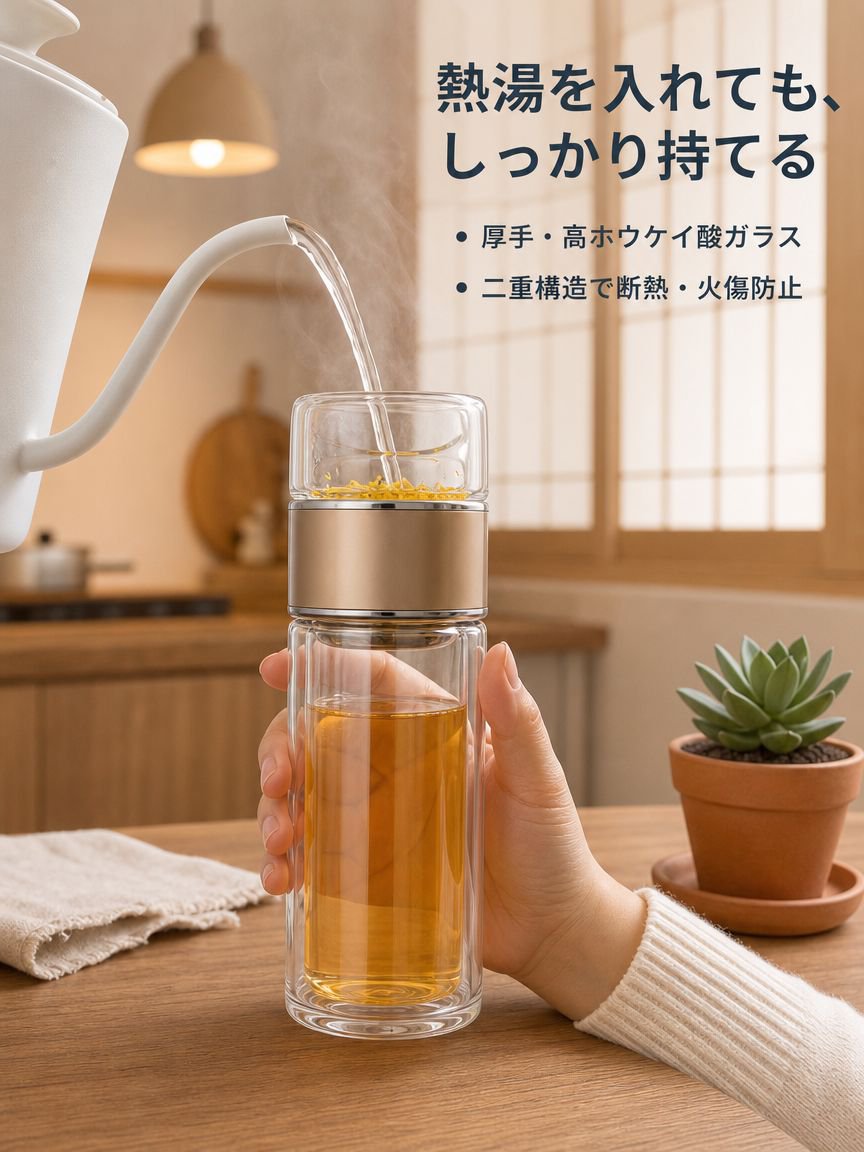 透明な携帯用ティーカップ