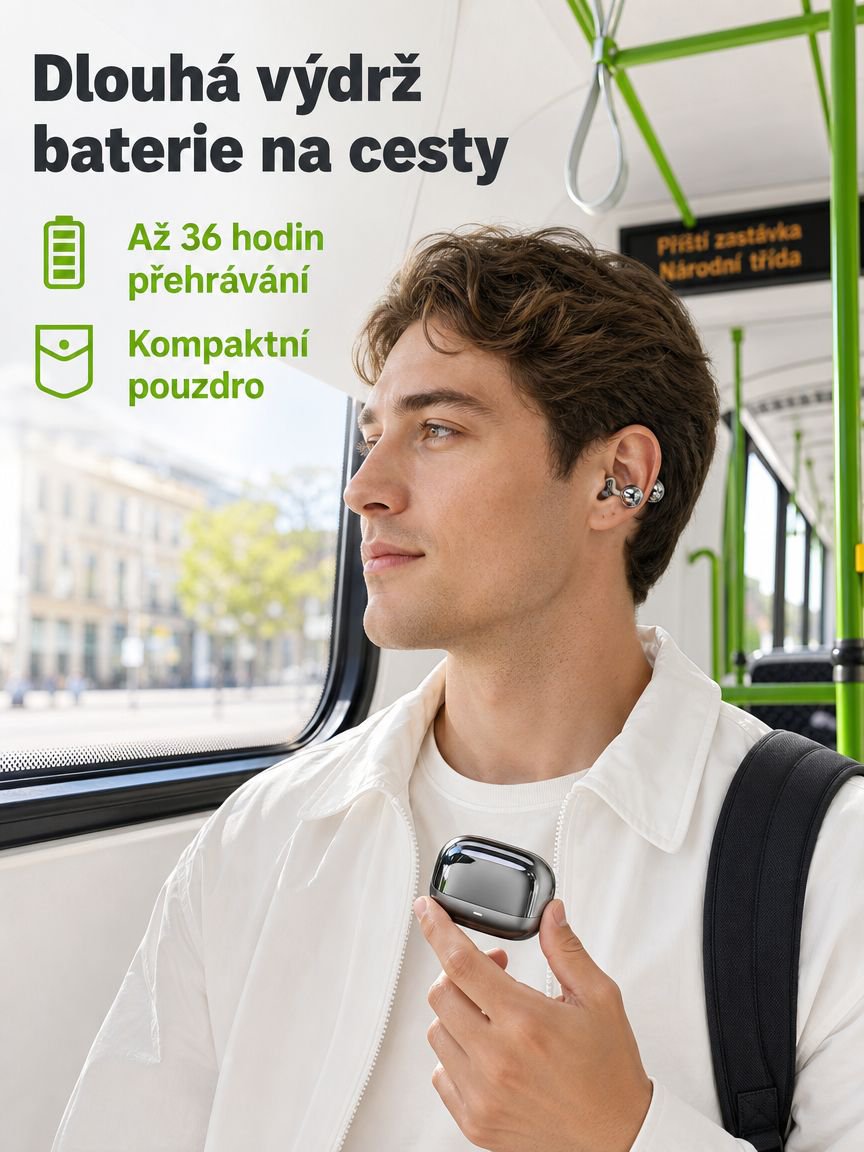 Bezdrátová sluchátka s bezpečným uchycením na uchu