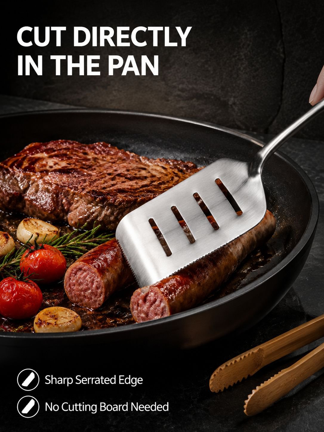 Multi-functional stainless steel spatula