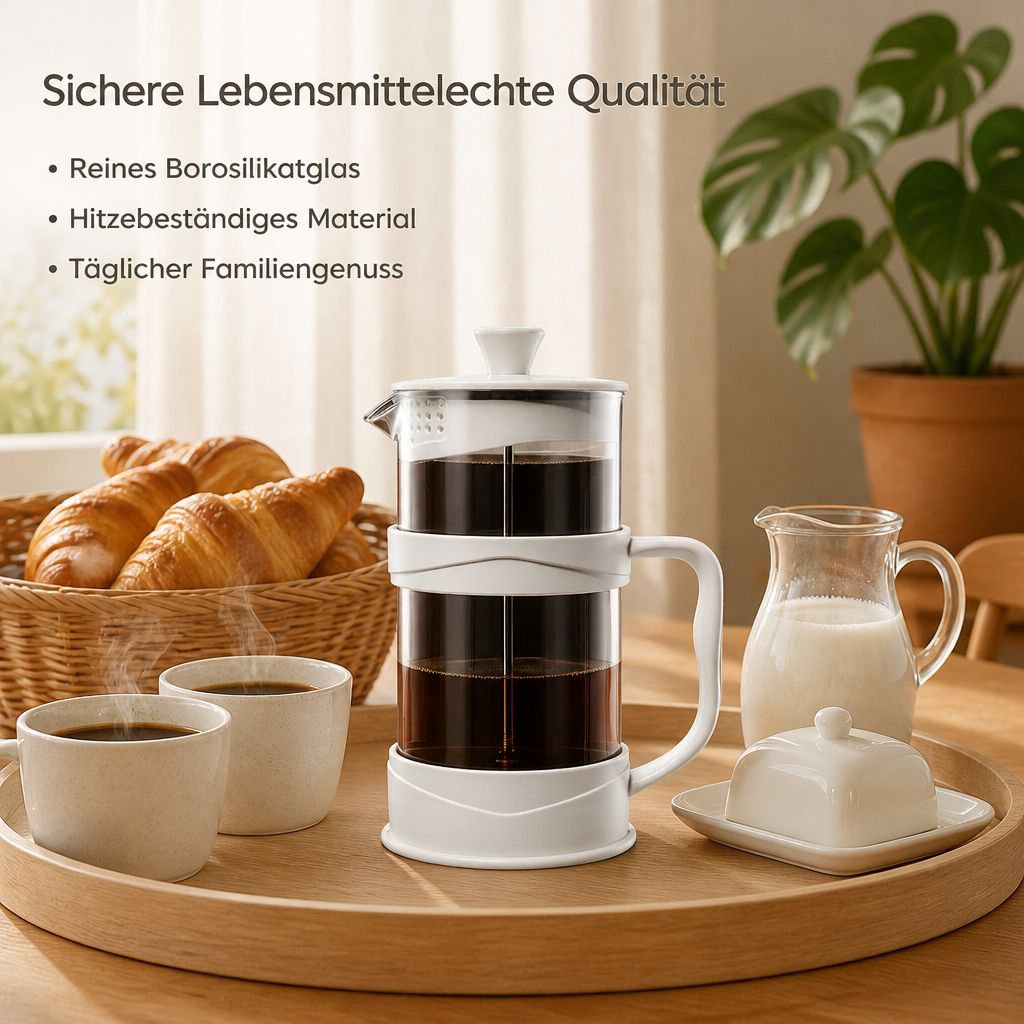French Press Glas Kaffeebereiter Stempelkanne Manuell Kaffeepresse Teebereiter