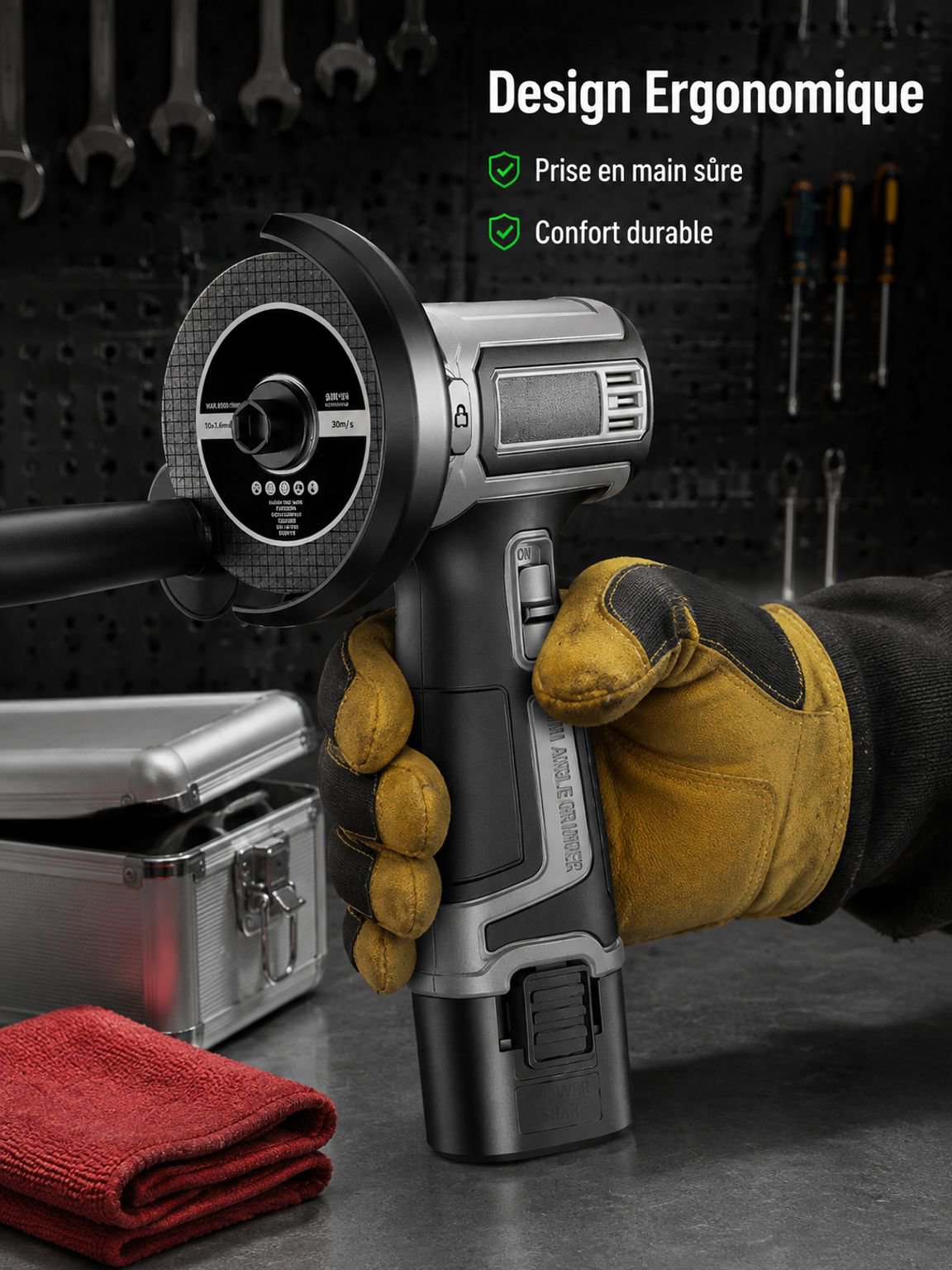 Meuleuse d’angle sans fil allemande à batterie lithium-ion, outil de bricolage