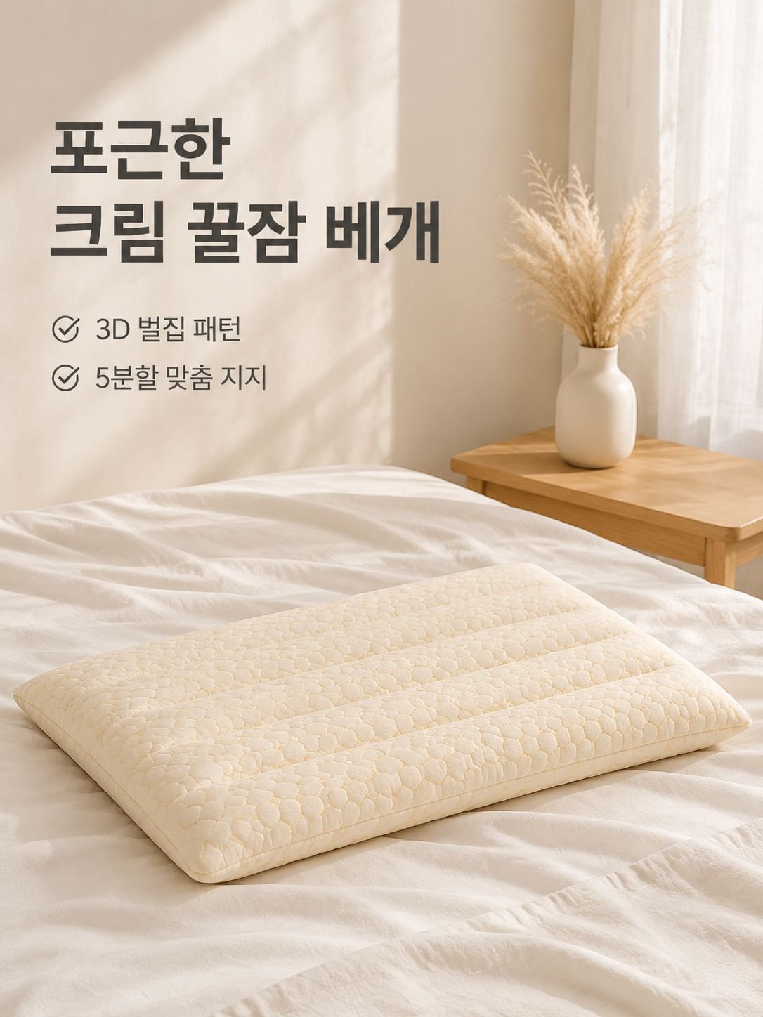 콩으로 채워진 목 지지용 낮은 베개