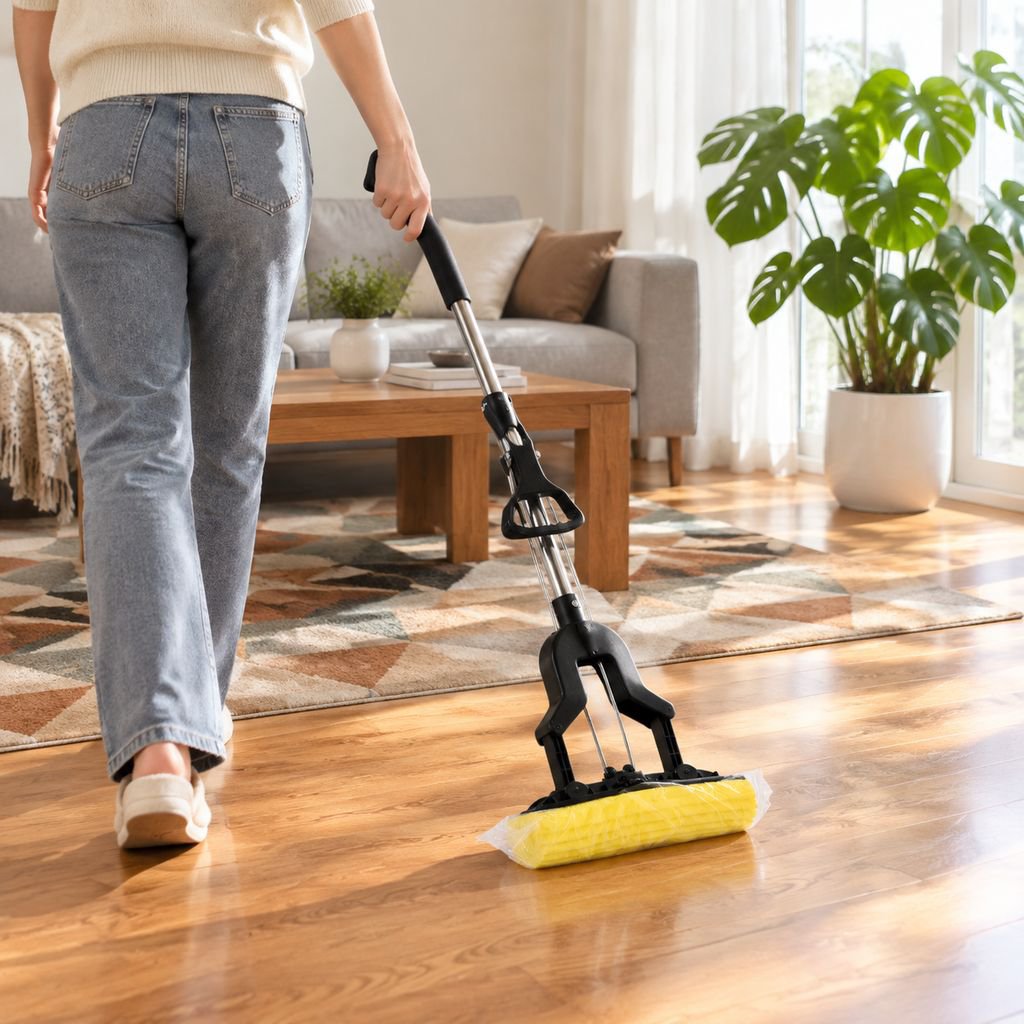 Collapsible Sponge Mop with Extendable Stainless Steel Handle