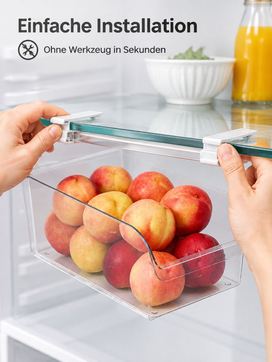 Einfache Installation der Kühlschrank Organizer Schublade