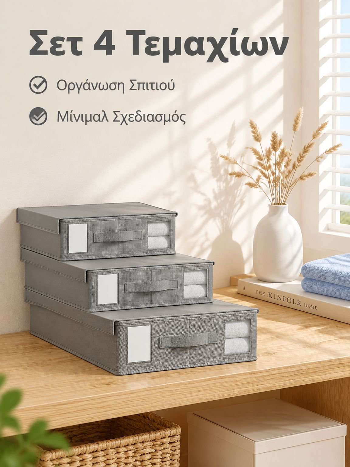 Σετ τεσσάρων μη υφασμένων κουτιών αποθήκευσης