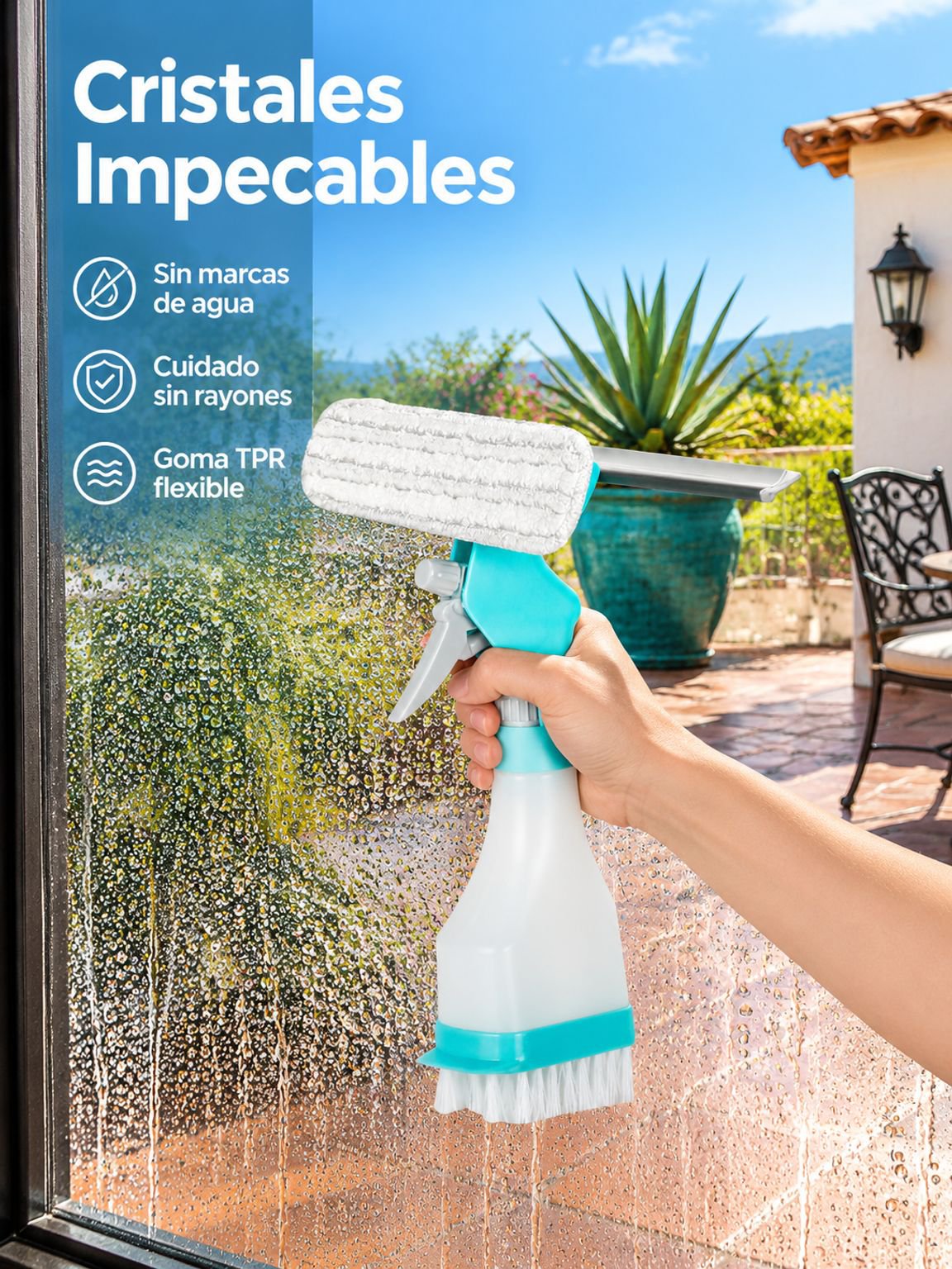 Cepillo de limpieza de cristales potente 3 en 1
