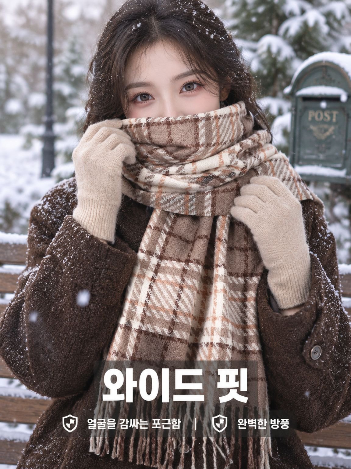 한국 스타일 두꺼운 보온 분위기감 머플러