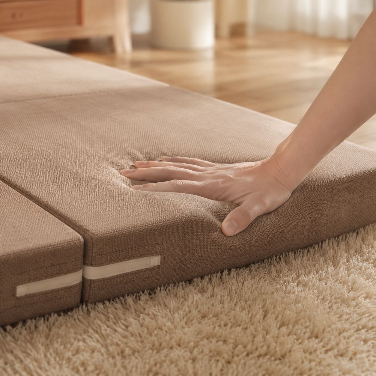Thickened sponge mat folded for easy storage