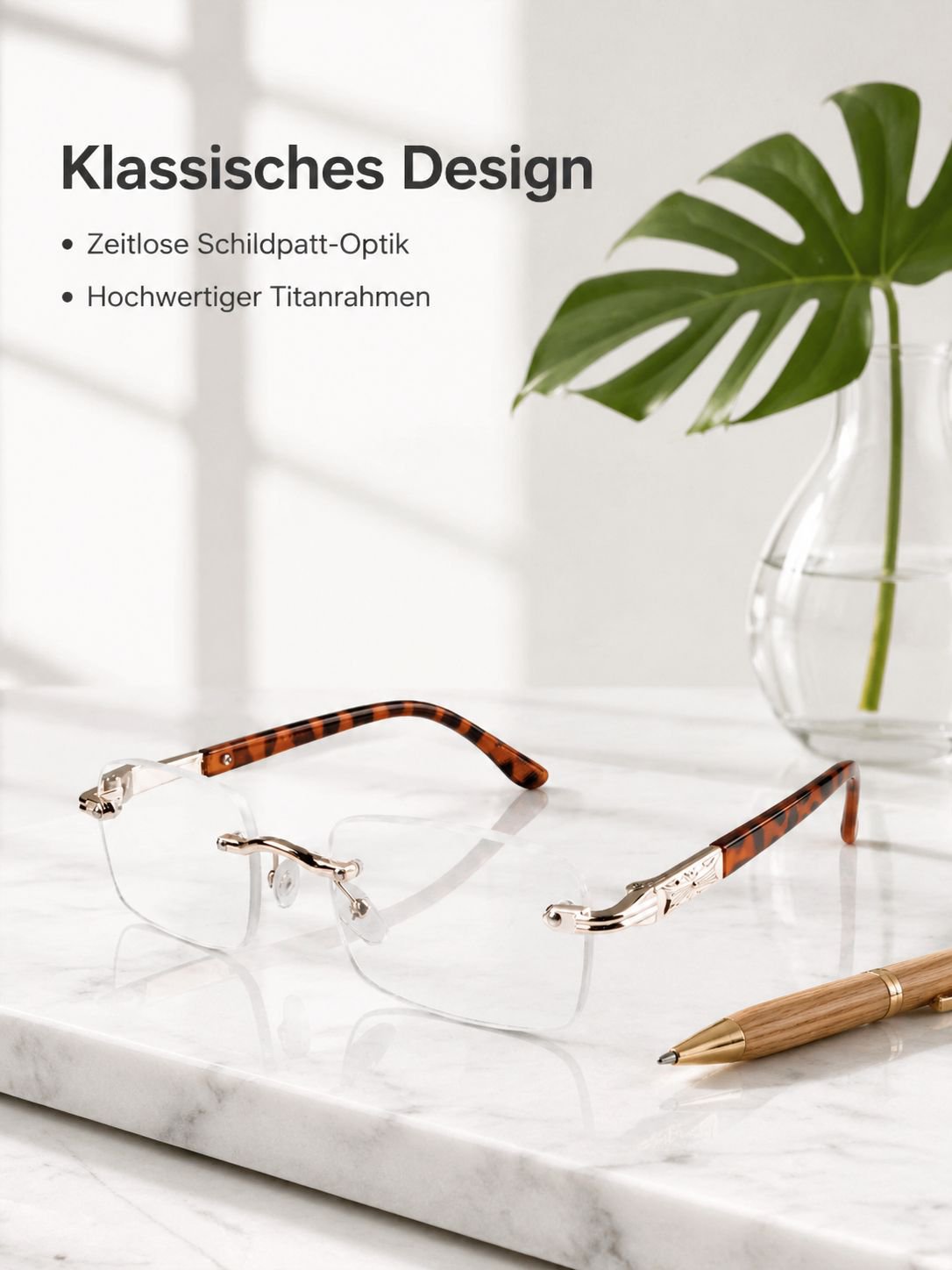 Leichte Titanrand-Lesebrille mit Blaulichtschutz
