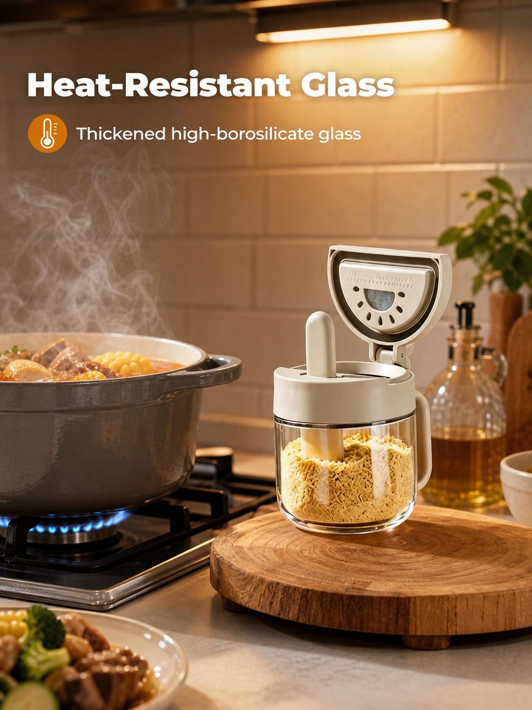 Sealed High Temperature Resistant Glass Spice Jar